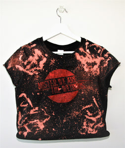 Mister, We Are the Weirdos Distressed Crop Top with Vintage Red Logo