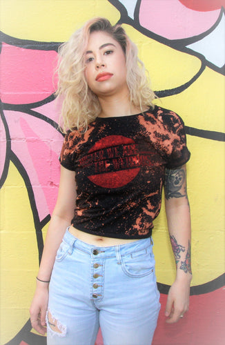 Mister, We Are the Weirdos Distressed Crop Top with Vintage Red Logo