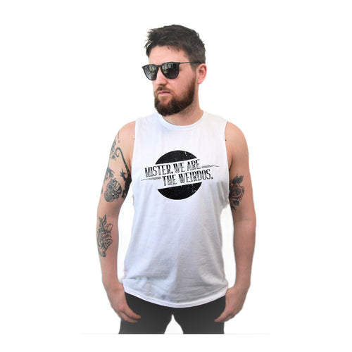 Mister, We Are the Weirdos Upcycled White Tank
